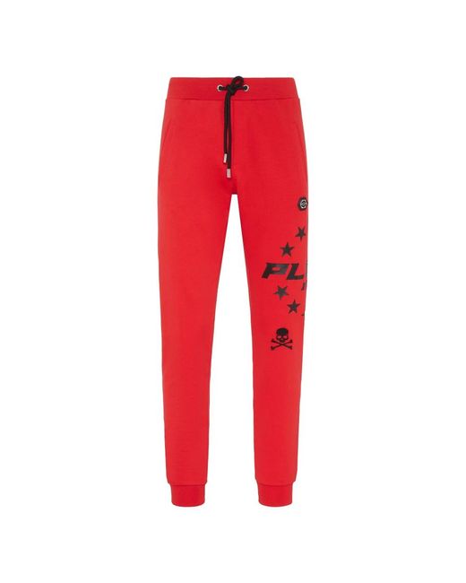 Philipp Plein Broeken ,Rood ,Katoen Cotton Fleece Joggers in het Red voor heren