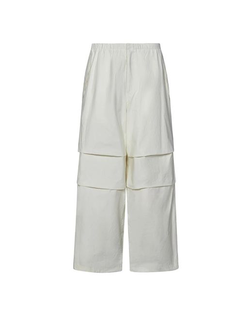 Pantaloni in cotone bianco con vita regolabile di Jil Sander in Gray da Uomo