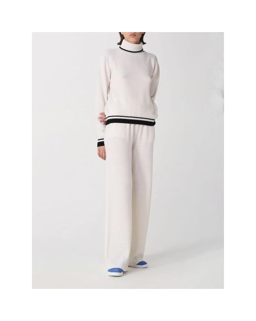 MSGM White Straight Trousers