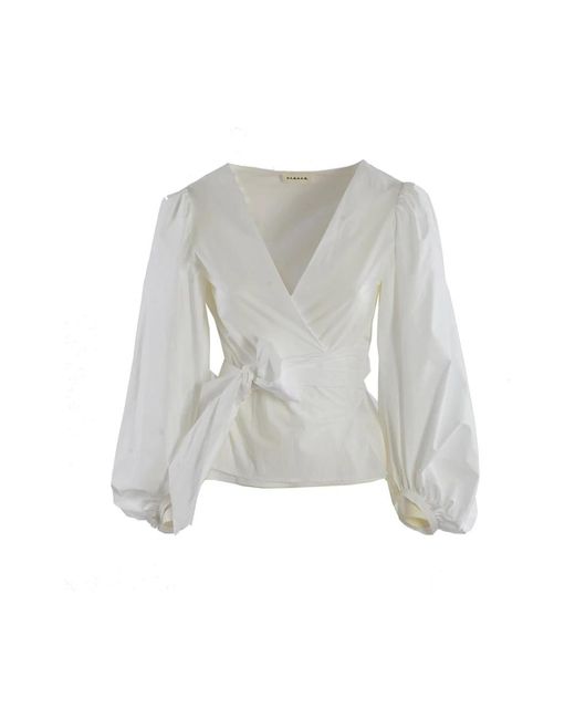 Camicia bianca in cotone con cintura in vita di P.A.R.O.S.H. in Gray