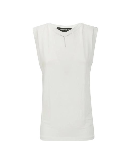Y. Project White Sleeveless Tops