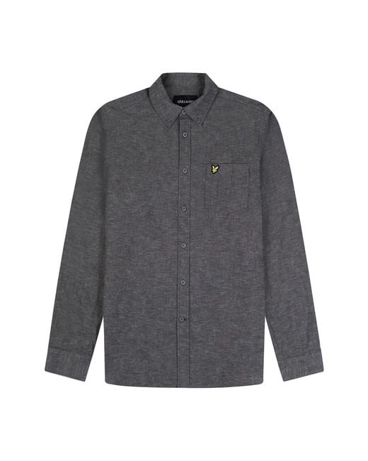 Lyle & Scott Shirts,baumwoll-leinen-knopfleiste-hemd in Gray für Herren