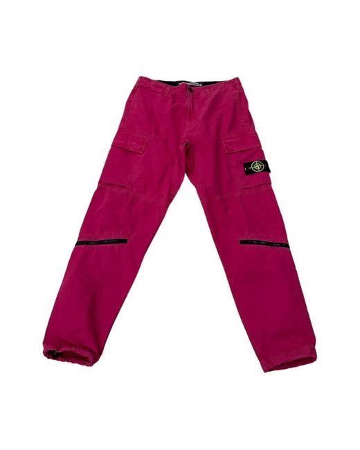 Stone Island Red Straight Trousers for men