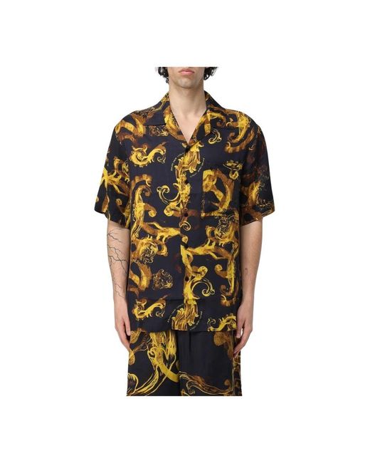 Versace Jeans Couture Goldenes Barock Seidenhemd in Black für Herren