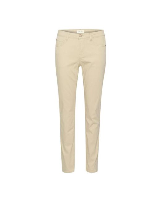 Cream Natural Slim-Fit Trousers