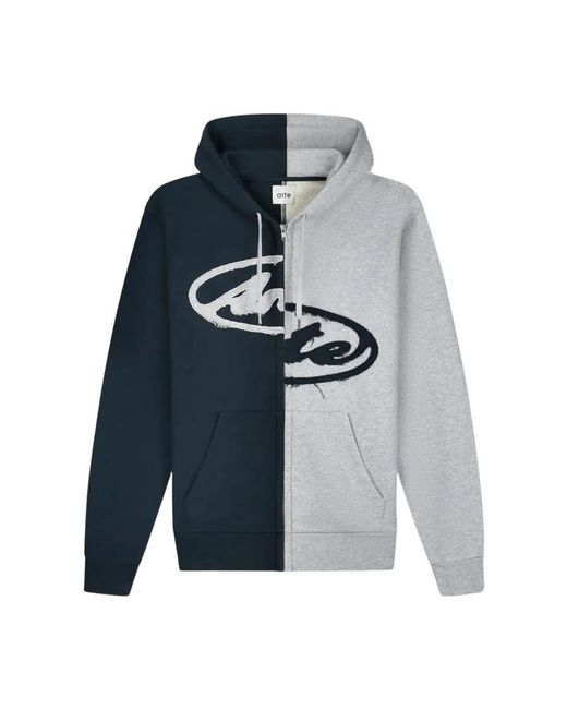 Arte' Split Patch Zip Hoodie in het Blue voor heren