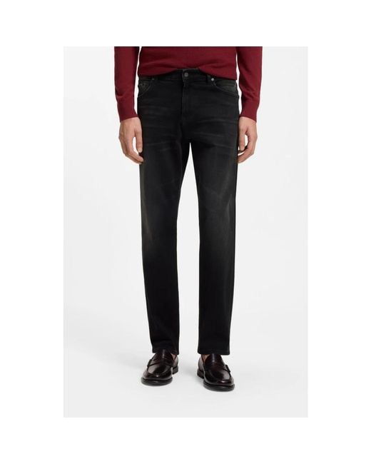 HUGO Jeans ,Zwart ,Leer Slim-Fit Jeans in het Black voor heren