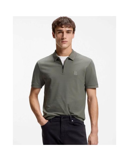 Boss Passerzip Polo in het Gray voor heren