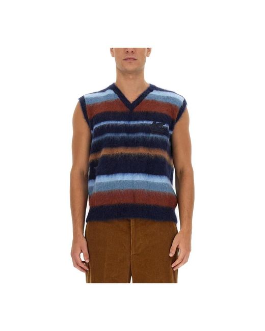 Etro Blue Sleeveless Knitwear for men