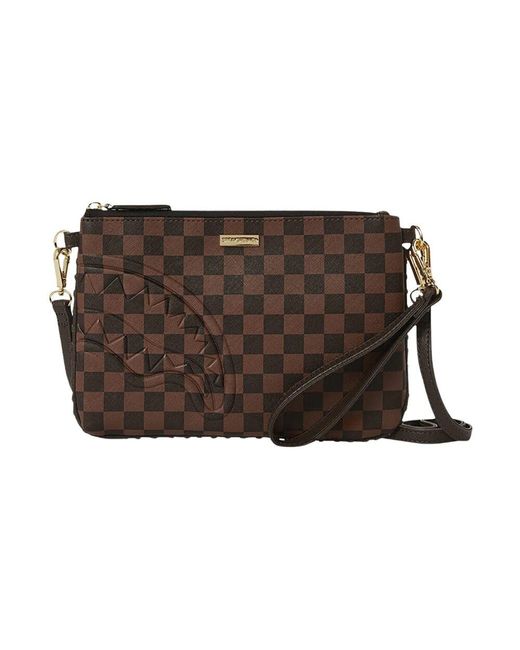 Sprayground Brown Embossed Check Core Pouch