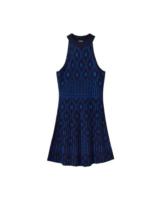 Desigual Blue Frühlings kurzes kleid 100% viskose