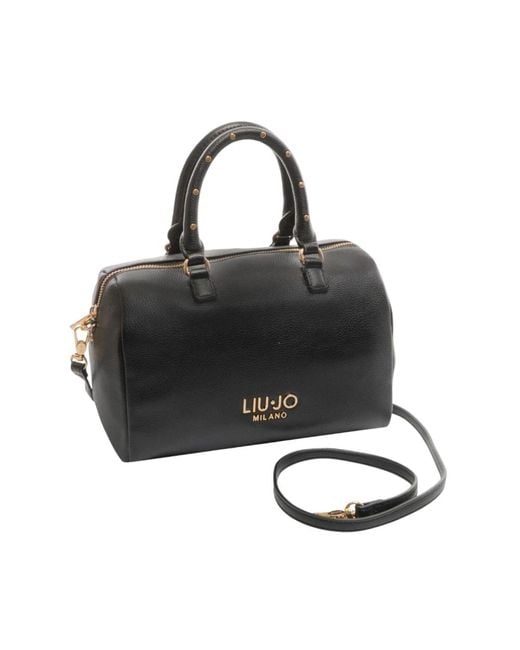 Liu Jo Black Studded Zippered Handbag With Removable Strap