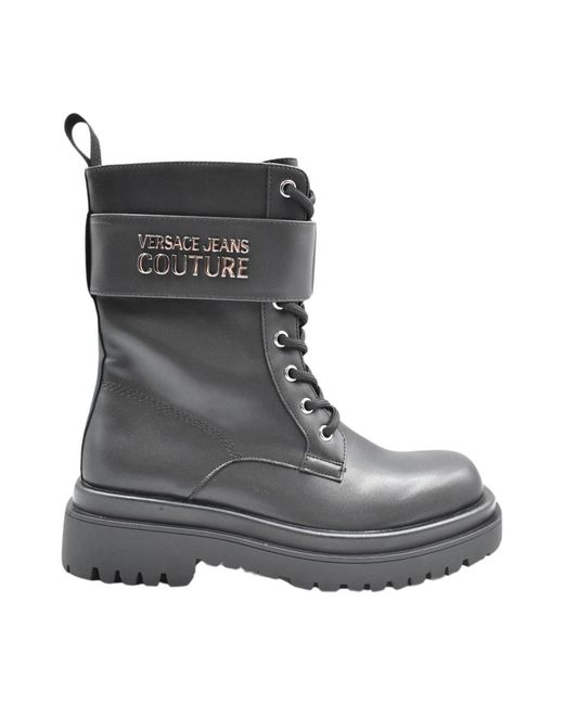 Versace Jeans Couture Gray Lace-Up Boots