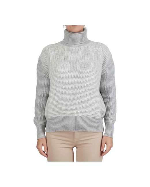 Kiton Textured Cashmere Turtleneck Sweater in het Gray