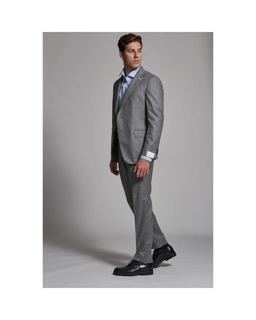 Luigi Bianchi Gray Single Breasted Suits for men