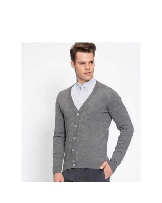 Lacoste Truien & Vesten ,Grijs ,Wol Grijze Wollen Cardigan in het Gray voor heren