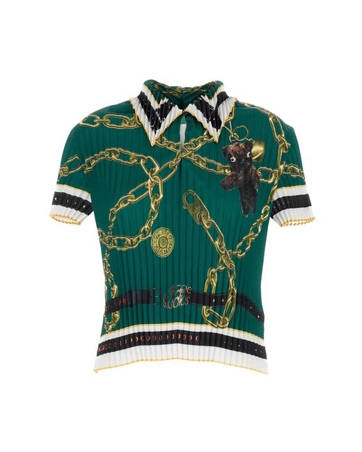Acne Tops ,Groen ,Polyester Geplooide Blouse Met Print in het Green