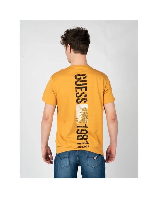 Guess Klassisches rundhals t-shirt in Orange für Herren