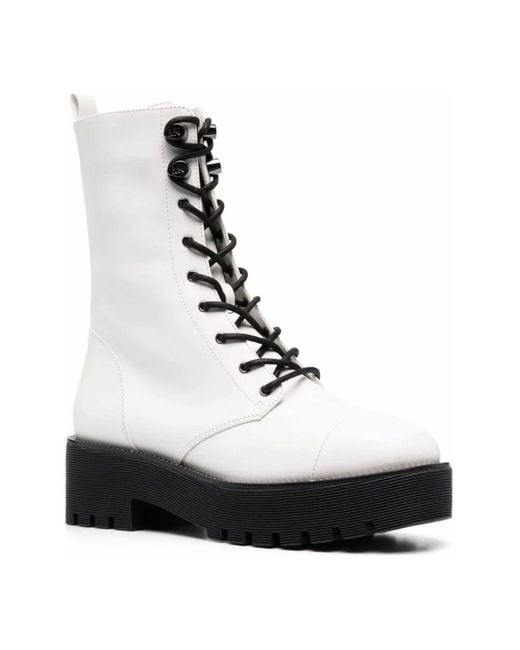 Michael Kors White Lace-Up Boots