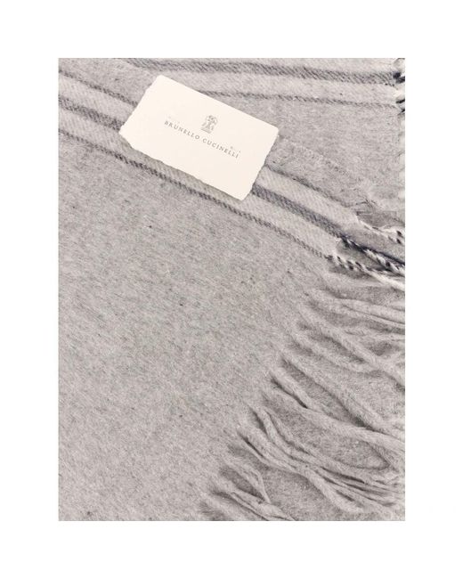 Brunello Cucinelli Gray Silk Scarves for men