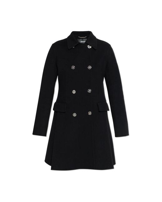 Double-Breasted Coats Versace en coloris Black