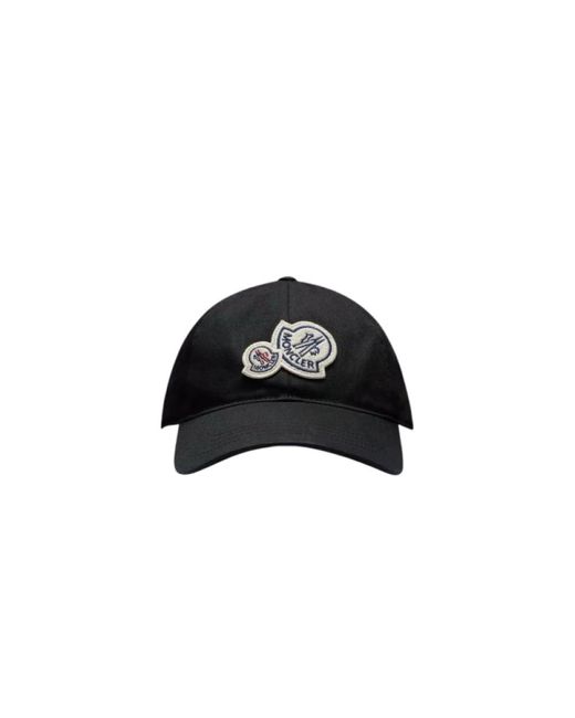 Moncler Schwarze baumwoll-doppel-logo-baseballkappe in Black für Herren