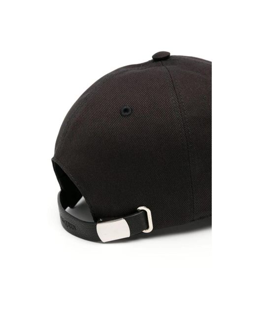 McQueen Accessoires ,Zwart ,Katoen Logo Geborduurde Zwart & Goud Pet in het Black voor heren