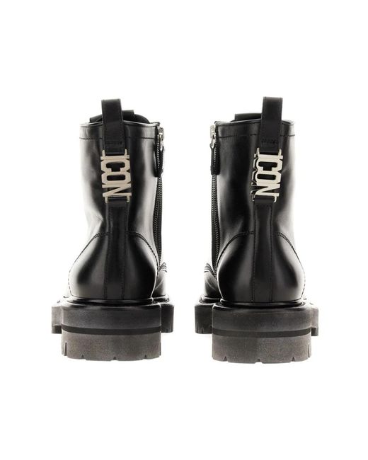 DSquared² Black Lace-Up Boots
