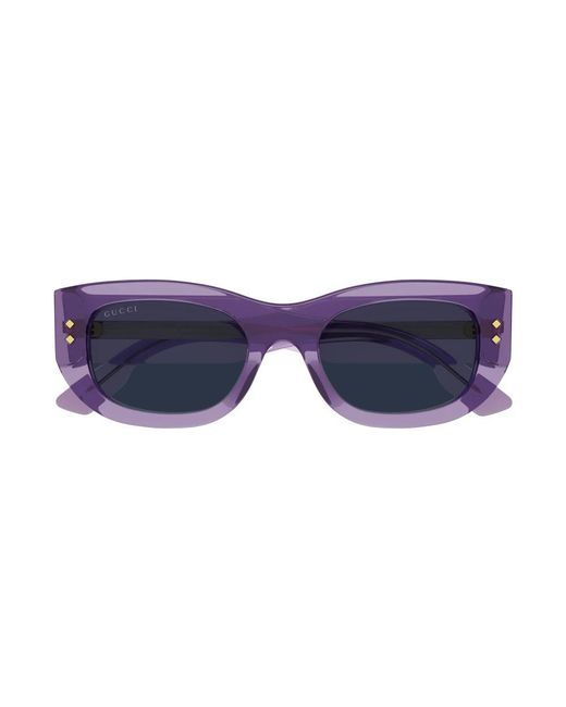 Gucci Blue Havana Geometrische Sonnenbrille