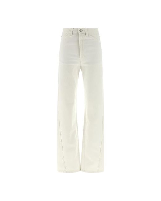 Lemaire Jeans ,Wit ,Katoen Rechte Broek Met Hoge Taille in het White
