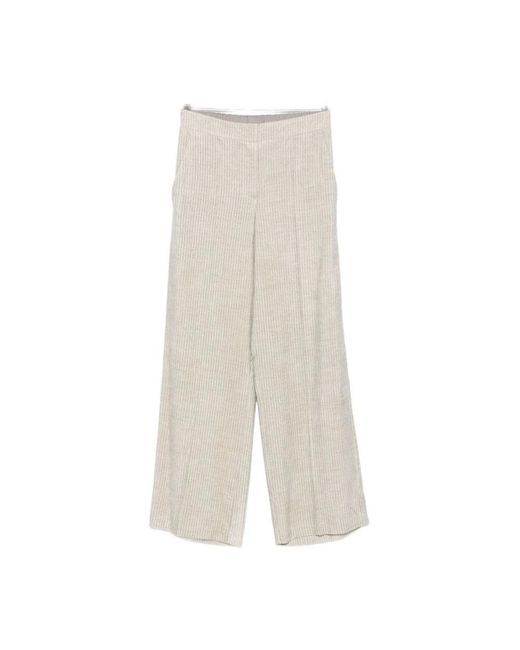 Alysi Broeken ,Grijs ,Nylon Lichtgrijze Zijde & Nylon Broek in het Natural