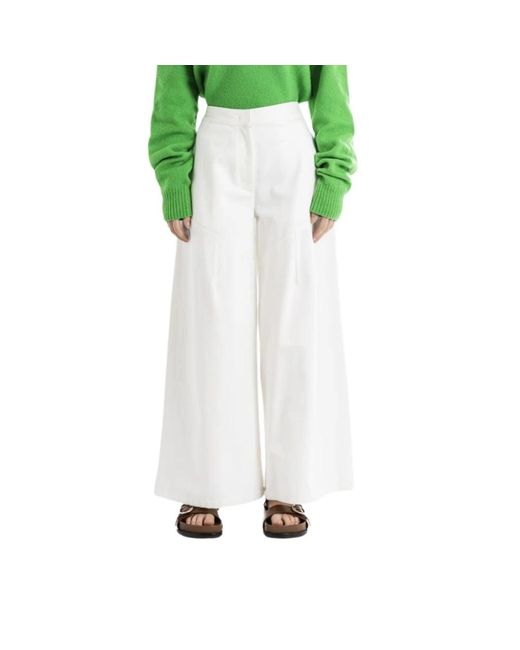 Jeans bianchi a vita alta svasati di Jil Sander in Green