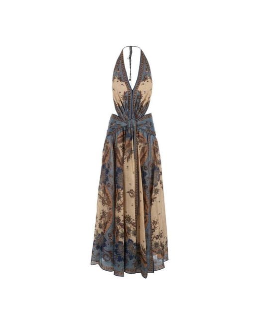 Zimmermann Natural Bunte Halter Maxi Kleid