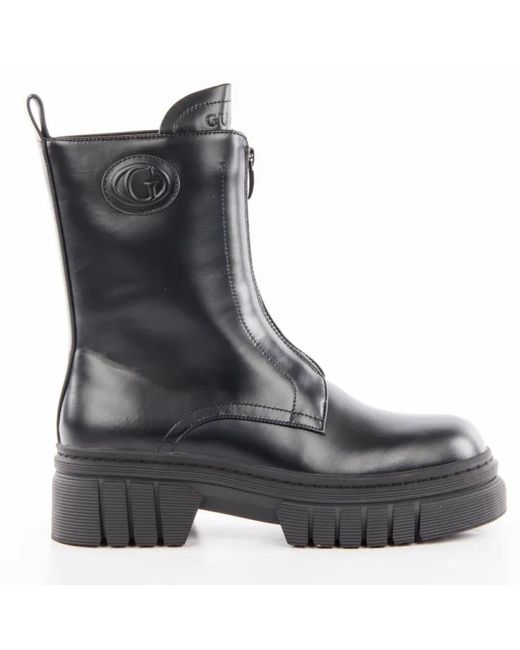Guess Schoenen ,Zwart ,Leer Annia Zwart Leren Enkellaarzen in het Black