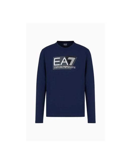 EA7 Long Sleeve Regular Fit T-Shirt in het Blue voor heren