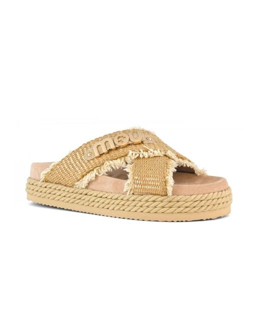 Mou Schoenen ,Kruislings Touw Sandaal in het Metallic