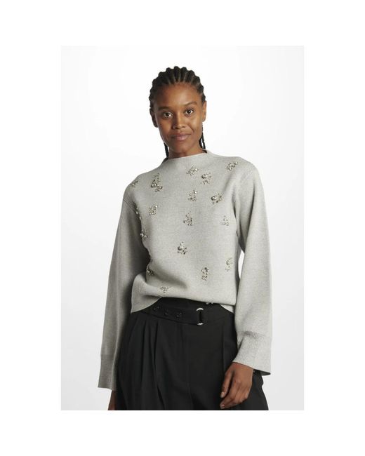 3.1 Phillip Lim Truien & Vesten ,Blauw ,Wol Embellished Merino Wool Sweater in het Gray