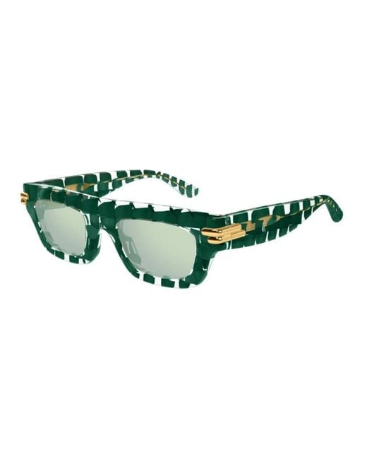 Bottega Veneta Green Grüne Acetat-Sonnenbrille Mit Flash-Grünen Gläsern