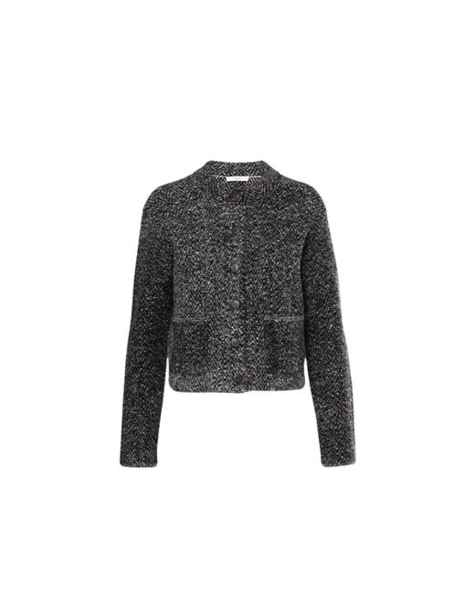 Vince Truien & Vesten ,Zwart ,Wol Herringbone Wollen Cardigan Jas in het Black