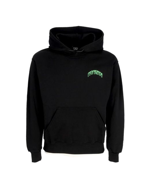 Propaganda Hoodies & Sweatvesten ,Zwart ,Katoen Zwarte Hooded Sweatshirt Met Zak Aan De Voorkant in het Green voor heren