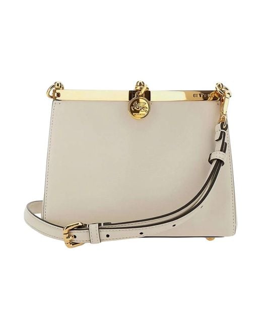 Etro Metallic Strukturierte Schultertasche Mit Goldfarbenem Verschluss