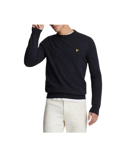 Lyle & Scott Groene Gebreide Trui Lange Mouwen Ronde Hals in het Blue voor heren