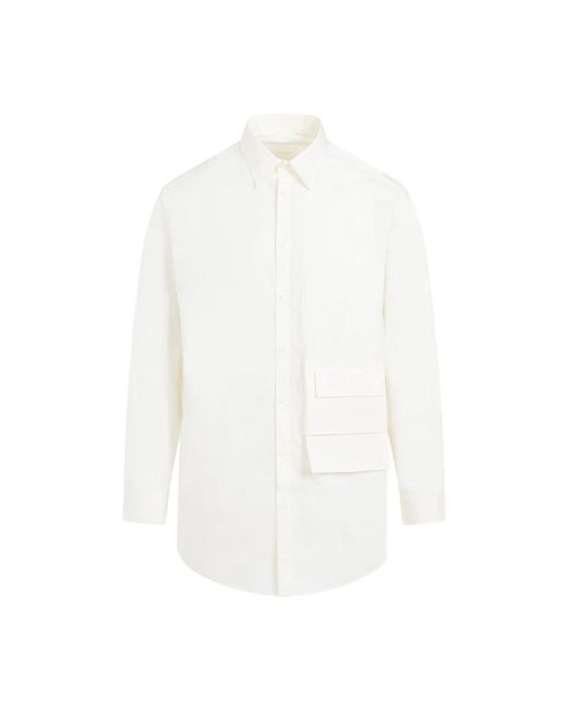 Camicia bianca in cotone con tasche a patta di Y-3 in White da Uomo