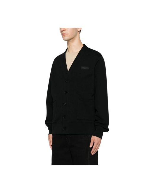 Givenchy Logo Patch V-Neck Cardigan in het Black voor heren