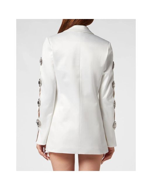 Philipp Plein Jassen ,Wit ,Katoen Blazer Double B in het White