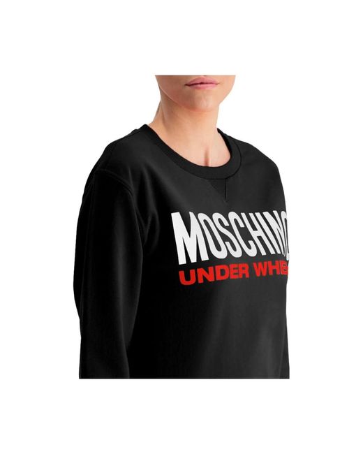 Moschino Black Baumwolle schwarzer rundhalsausschnitt logo sweatshirt