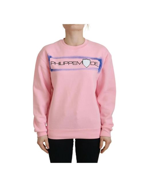 Philippe Model Hoodies & Sweatvesten ,Roze ,Katoen Elegante Roze Sweater Met Lange Mouwen in het Pink
