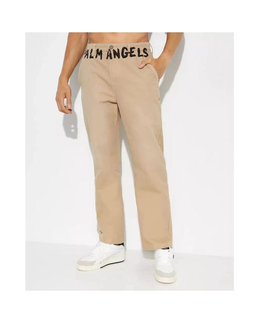 Palm Angels Straight Trousers in Natural for Men Lyst UK