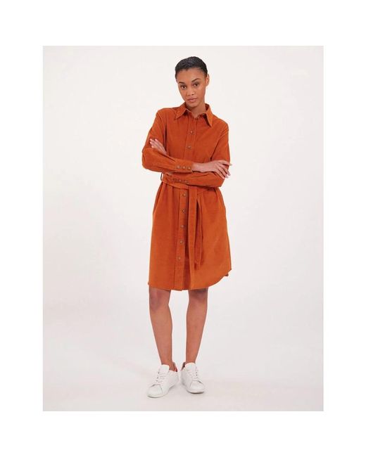 Ines De La Fressange Paris Orange Samt hemdkleid