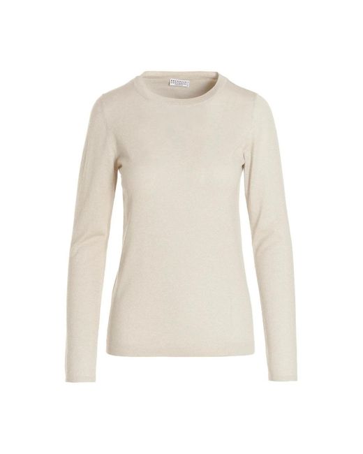 Brunello Cucinelli Natural Long Sleeve Tops